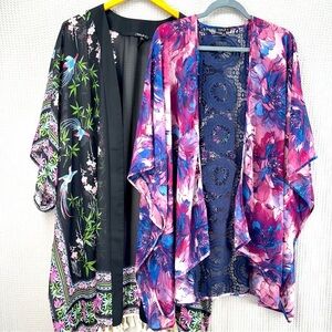 (2) Sami & Jo Plus Women’s 3X Floral Boho Kimono Dusters W/ Bell Sleeves Tassles